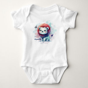 Bodysuit with a Little Lion in Blue