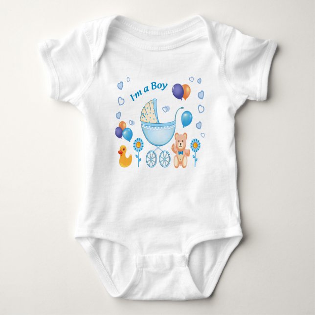 "Bodysuits One-Pieces for boys" "Cute Baby Boy Bod Bodysuit (Front)