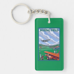 Boeing Field Vintage Travel Poster Key Ring