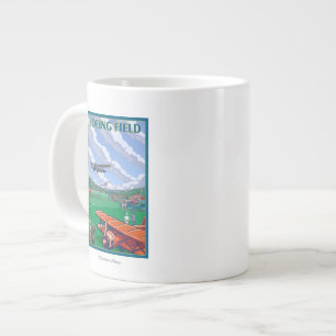 Boeing Field Vintage Travel Poster Large Coffee Mug