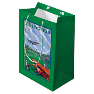 Boeing Field Vintage Travel Poster Medium Gift Bag