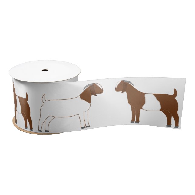 Boer Goat Farm White Satin Ribbon (Spool)