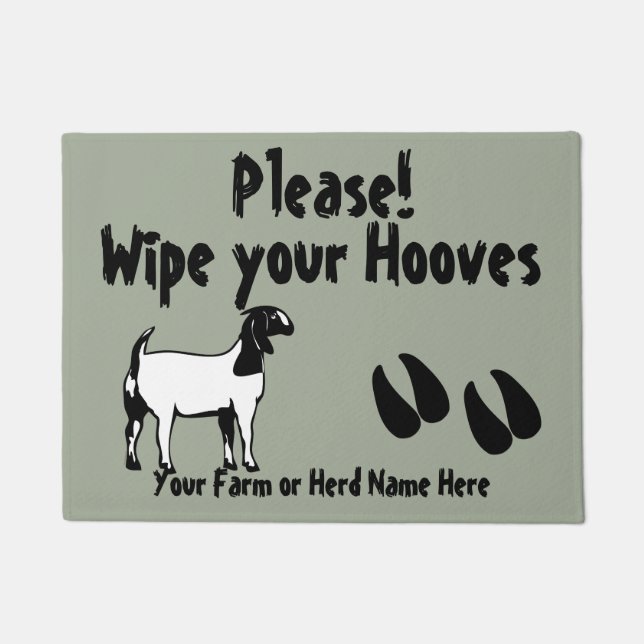 Boer Goat Wipe your Hooves CHOOSE COLOR Doormat (Front)