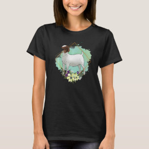 Boer Wether Goat Brace with Flower Frame T-Shirt