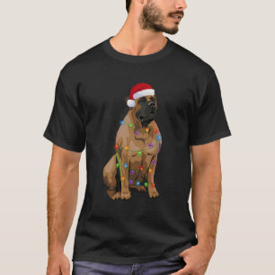 Boerboel Christmas Lights Xmas Dog Lover Santa Hat T-Shirt