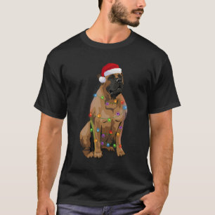 Boerboel Christmas Lights Xmas Dog Lover Santa Hat T-Shirt