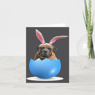 Boerboel Dog Easter Bunny Colored Egg Hunting Chur Card