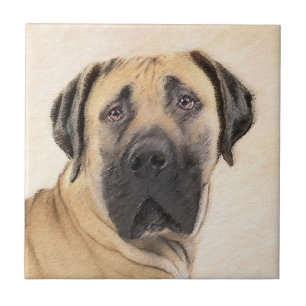 Boerboel Painting - Cute Original Dog Art Ceramic Tile