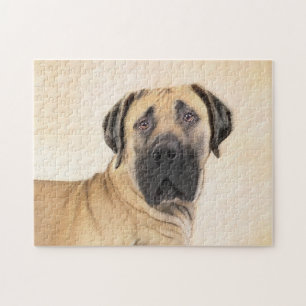 Boerboel Painting - Cute Original Dog Art Jigsaw Puzzle