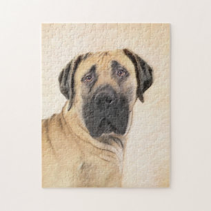Boerboel Painting - Cute Original Dog Art Jigsaw Puzzle