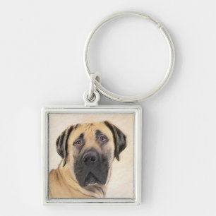 Boerboel Painting - Cute Original Dog Art Key Ring