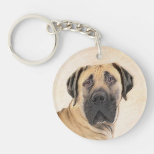 Boerboel Painting - Cute Original Dog Art Key Ring