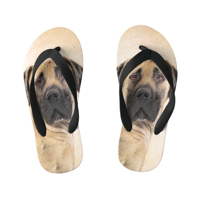 Boerboel Painting - Cute Original Dog Art Kid's Thongs (Footbed)