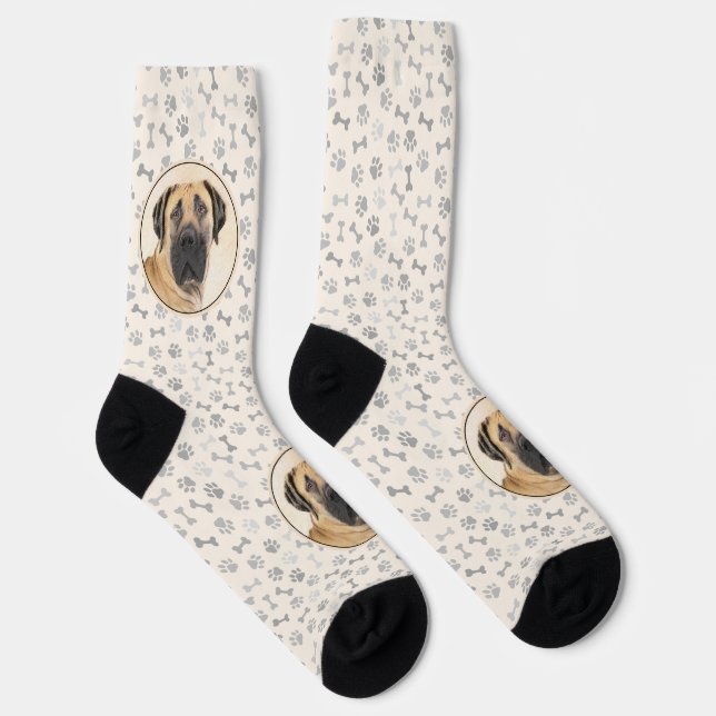 Boerboel Painting - Cute Original Dog Art Socks (Right)