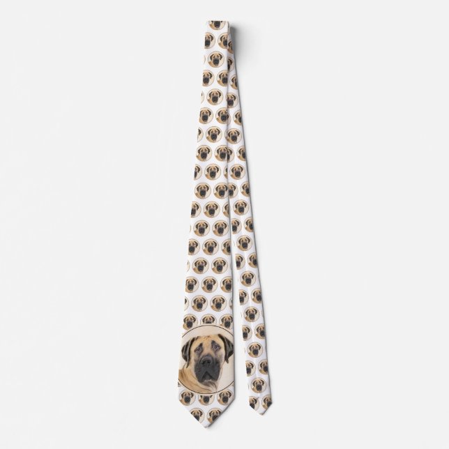 Boerboel Painting - Cute Original Dog Art Tie (Front)