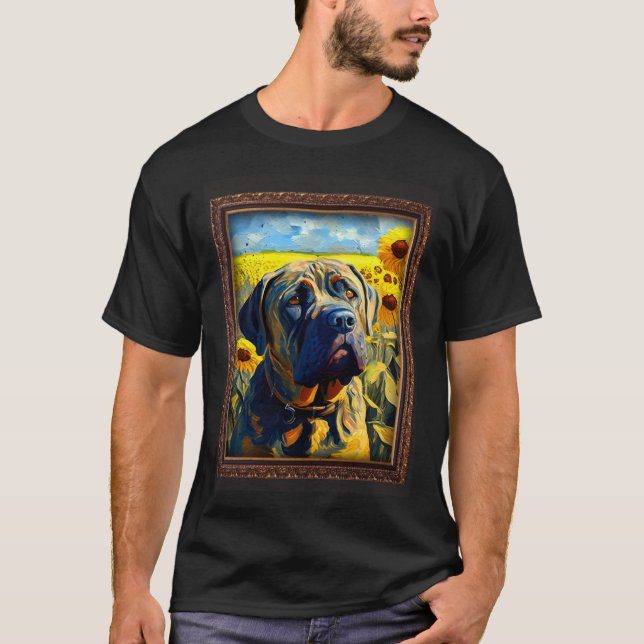 Boerboel Painting Sunflower Flower Mom Women Flora T-Shirt (Front)