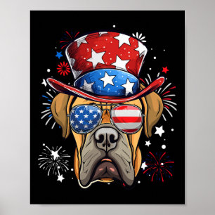Boerboel Patriotic Usa Flag 4th Of July Dog Lover Poster
