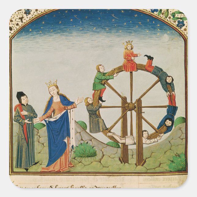 Boethius with the Wheel of Fortune Square Sticker (Front)