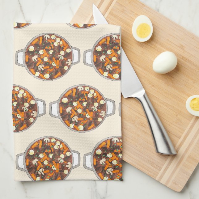 Boeuf Bourguignon Beef Burgundy Stew French Food Tea Towel (Quarter Fold)