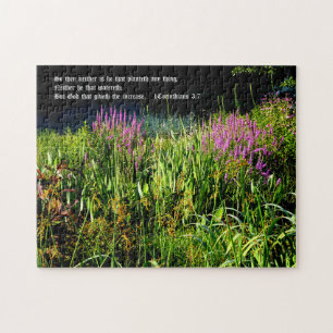 Bog Garden with 1 Corinthians 3:7 Jigsaw Puzzle
