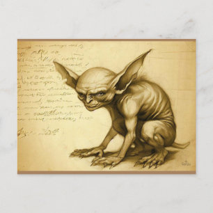 boggart scientific sketch of fantastic creatures postcard