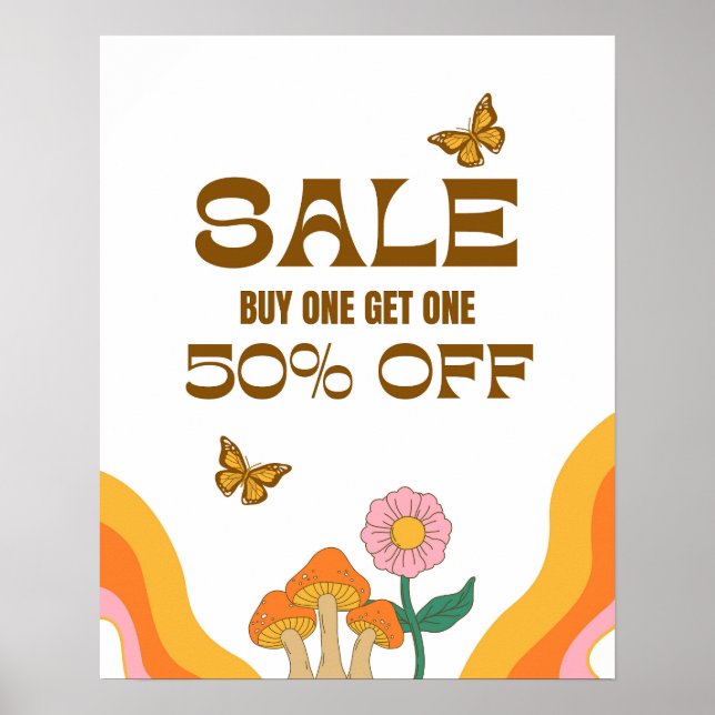 BOGO at 50% Off Sale Sign, Retail Sale Poster (Front)