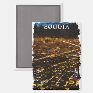 Bogota Colombia by Night City View Watercolor Magnet