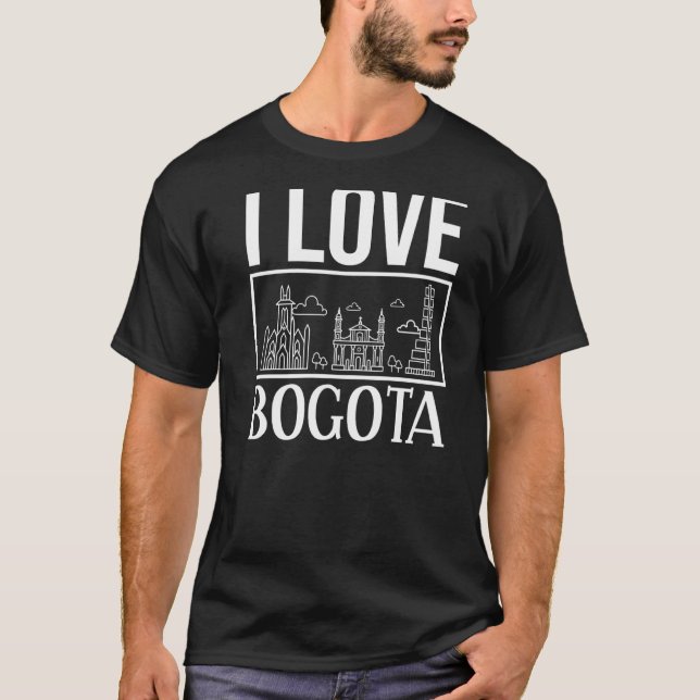 Bogota Colombia City Skyline Map Travel T-Shirt (Front)
