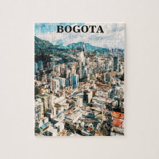 Bogota Colombia CIty View Watercolor Jigsaw Puzzle
