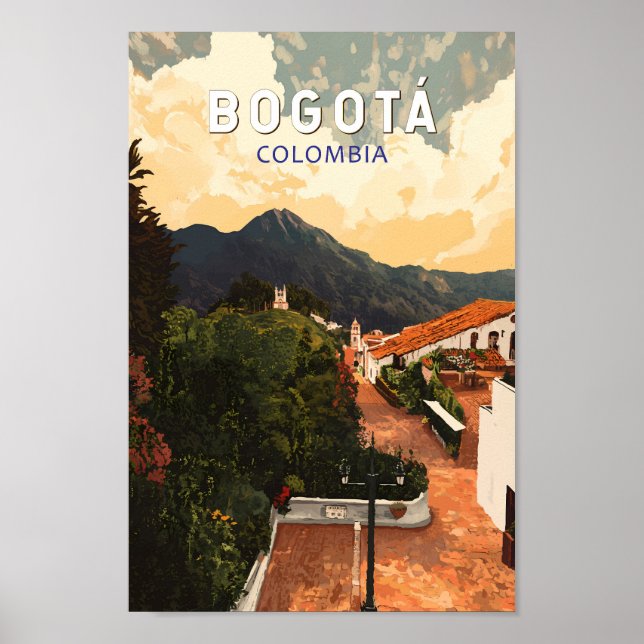 Bogota Colombia Illustration Travel Art Vintage Poster (Front)
