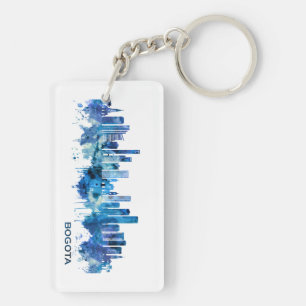 Bogota Colombia Skyline Blue Key Ring