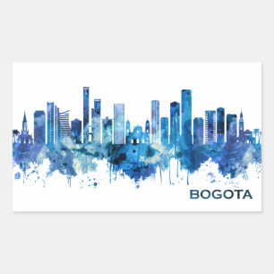Bogota Colombia Skyline Blue Rectangular Sticker
