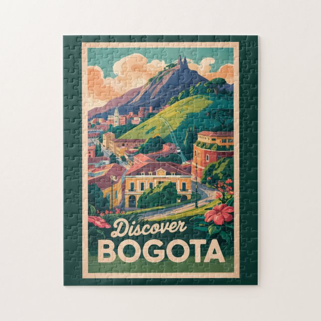 Bogota Colombia Travel Art Vintage Jigsaw Puzzle (Vertical)