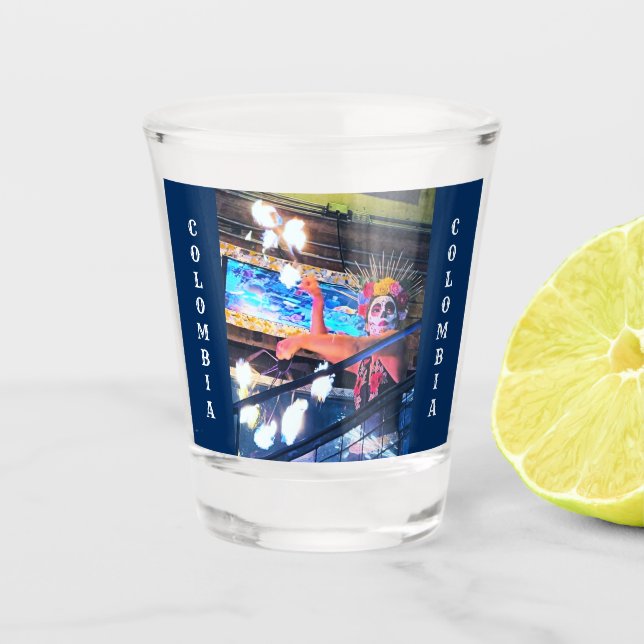 Bogotá Fire Dancer Shot Glass (Front)