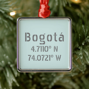 Bogotá Latitude and Longitude Coordinates Metal Ornament