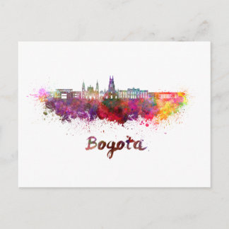 Bogota v2 skyline in watercolor postcard