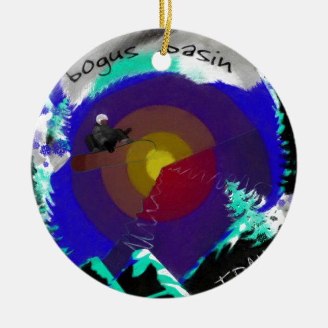 Bogus Basin Idaho Ceramic Ornament (Front)