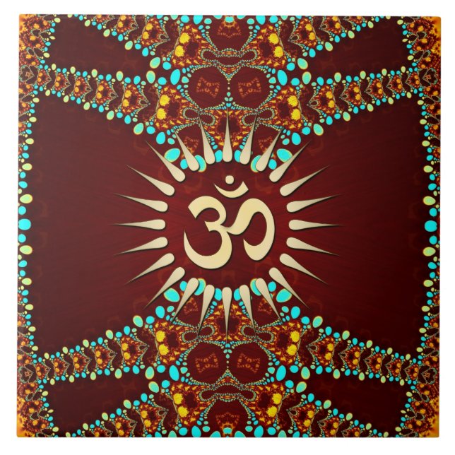 Bohemain Jewel Om Symbol  Ceramic Tile (Front)