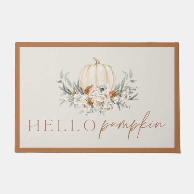 BOHEME Boho Terracotta Hello Pumpkin Fall Autumn Doormat (Front)