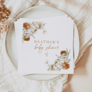 BOHEME Terracotta Floral Bohemian Baby Shower Napkin