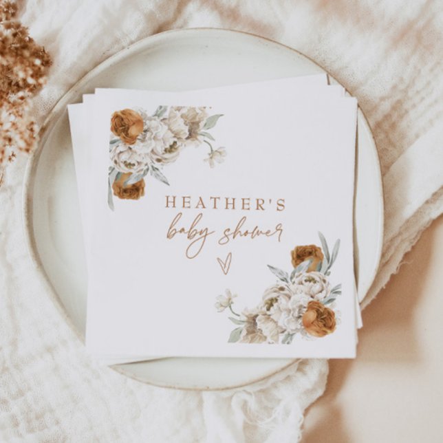 BOHEME Terracotta Floral Bohemian Baby Shower Napkin (Creator Uploaded)