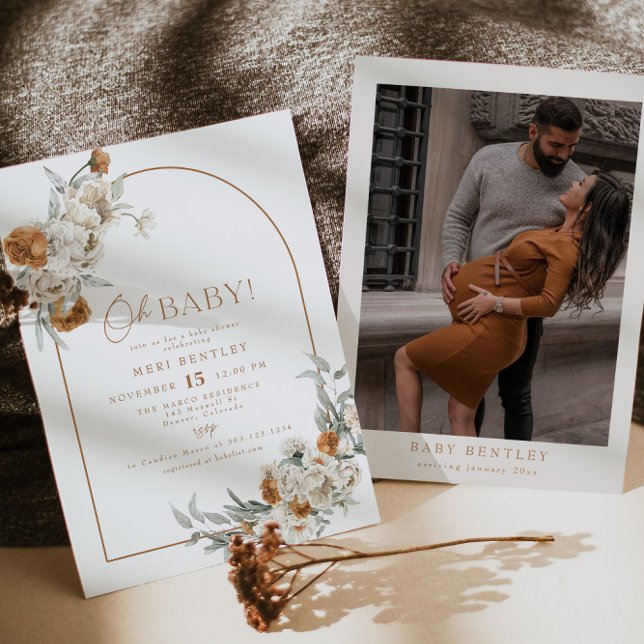 BOHEME Terracotta Floral Boho Arch Baby Shower Invitation (Creator Uploaded)