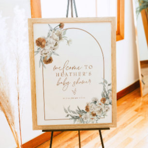 BOHEME Terracotta Floral Boho Baby Shower Welcome Poster