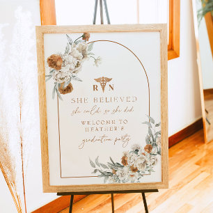 BOHEME Terracotta Floral Boho RN Nurse Graduation Poster