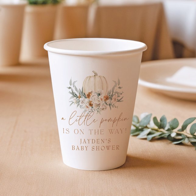 BOHEME Terracotta Floral Pumpkin Baby Shower Paper Cups (Creator Uploaded)