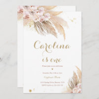 Bohemian 1st Birthday Party Boho Pampas Grass