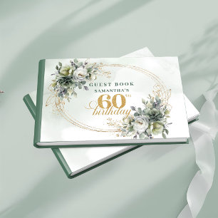 Bohemian 60th Birthday Greenery Leaf Guest Book