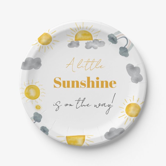 Bohemian a little sunshine is the way baby shower paper plate (Front)