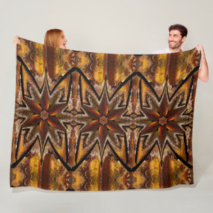 Bohemian Abstract A Dahlia In Gold Cosy Fleece Blanket
