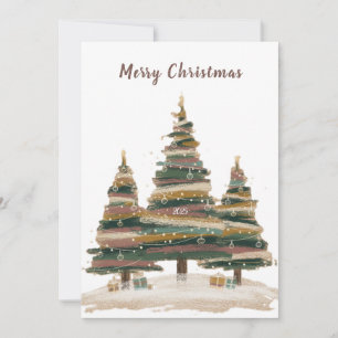 Bohemian Abstract Christmas Trees Holiday Card